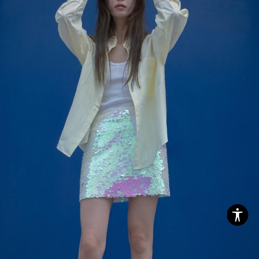 NWT Zara white Sequin mini Skirt - Picture 4 of 6